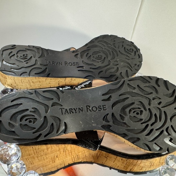 TARYN ROSE, 🌹 Elegant Black and Tan Wedge Shoes with Ornate Metal Buckle EUC - Picture 6 of 13